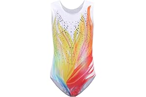 SEAUR Justaucorps de Gymnastique Fille Sans Manches Léotard de Gymnastique Brillant Enfant Maillot de Gymnastique Fille 5-14 Ans