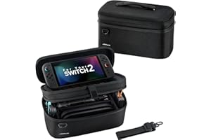 JSAUX Étui Tout-en-Un pour Nintendo Switch 2, Sac de Rangement de Voyage pour Dock, Manette Pro et Accessoires, Convient à la Console avec Coque, Grande Capacité – Noir