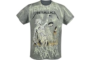 Metallica ... and Justice for All - Neon Backdrop Männer T-Shirt Charcoal Band-Merch, Bands