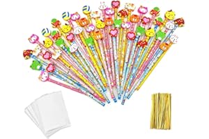 JZK 50 x Schule HB Stifte Set, Bleistifte mit Radiergummi von Tiere Blumen Sonne Schmetterling etc für Geburtstag Mitgebsel Geschenk Kinder Party Gastgeschenk