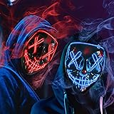 HOPOCO 2 Pezzi Maschera Spaventosa di Halloween LED Maschera Luminosa per Festival Cosplay Costume di Halloween Feste in Masc