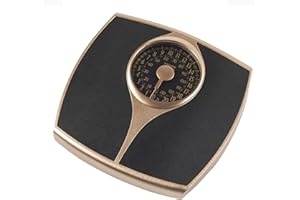 Salter 148 GFEU16 - Bilancia da bagno meccanica con quadrante Speedo, facile lettura e utilizzo, ampia piattaforma, capacità di 136 KG, senza batterie, misure imperiali/metriche, oro