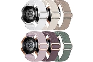 Joehwerr 6 Pack Elastic Band Compatible with Samsung Galaxy Watch 7 6 5 4 FE Strap 40mm 44mm, All 20mm Garmin/Amazfit/Huawei Water-Resistant Stretchy Nylon Sport Straps for women men