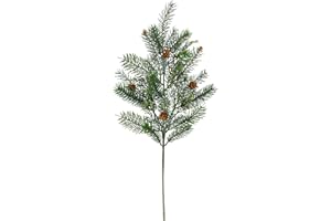 Künstlicher Tannenzweig mit Zapfen Kunstzweig geeiste Dekozweig Tannengrün Koniferen Deko Weihnachtsdeko Stiel Gesteck Kränze Kranz Adventskranz Girlande AST Zweig Weihnachten Dekoration