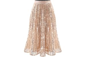 Bridesmay Sequin Skirt High Waisted A Line Sparkle Pleated Skirts for Women Night Out Party 2025