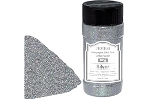 JEMESI Holographic Ultra Fine Glitter Powder, 100g/3.52oz Extra Fine Epoxy Glitter Flakes Crafts Sequins 1/170'' 0.0059'' 0.15mm for Resin Arts Crafts, Body, Face, Nail, Tumblers Slime - Black