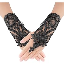 Weiße Strass Spitzenhandschuhe Fingerlos - Für Hochzeit & Ball