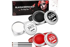 Halloween Smink Vit Svart Röd - Halloween Makeup Face Paint Set 90g | Ansiktsfärg och Kroppsfärg, Body Paint för Zombie, Vampyr, Clown, SFX, Teater, Karneval och Cosplay