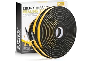 Inwee Samoprzylepna taśma uszczelniająca, z pianki, 10 mm x 6 mm,samoprzylepna guma porowata,do okien, odporna na warunki atmosferyczne, kolizję, izolacja akustyczna,2 Rolki 10m（czarny）