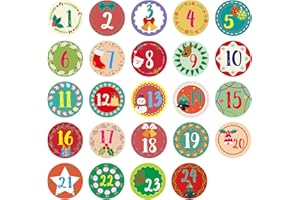 Oblique Unique® 24 adesivi per calendario dell'Avvento, numeri adesivi, per Natale, per fai da te e decorazione, assortiti