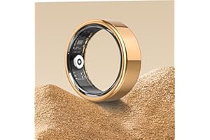DEKELIFE Smart Ring Herren Damen, Smartring Fitness Tracker mit Schlafmonitor Schrittzähler Herzfrequenz SpO2, Fitnessring 100+ Sportmodi IP68 Wasserdicht Sport Smartringe Android iOS, Size 8, Gold