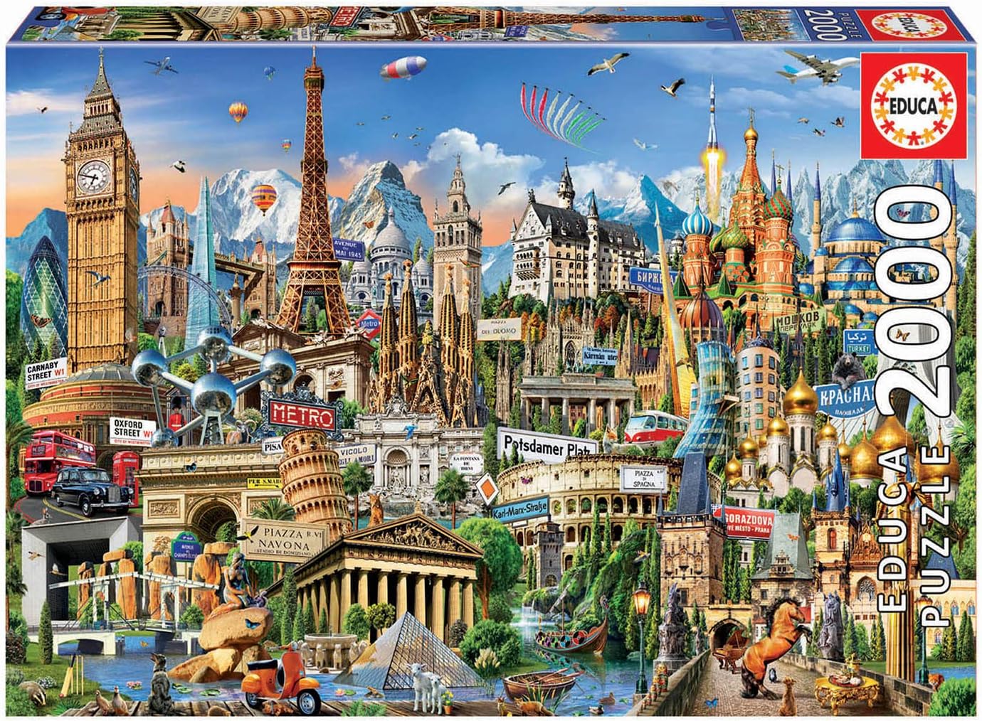 Educa - Puzzle de 2000 Piezas para Adultos | Símbolos de Europa. Incluye Pegamento Fix Puzzle. A Partir de 14 años (17697)