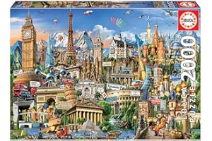 Educa - Puzzle da 2000 pezzi per adulti | Simboli dell'Europa. Misura approssimativa assemblato: 96 x 68 cm. Include colla fix puzzle. Da 14 anni (17697)