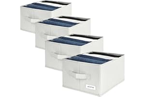 4CONVY Organizer pantaloni armadio ultra resistente – [2024 MATERIALE AGGIORNATO] 4 organizer rinforzati e rigidi con ampi scomparti – organizer cassetti per jeans maglioni – organizzatore