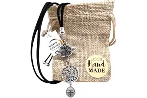 Collar Nudo de Bruja Triple Protección Amuleto Plata | Nudo + Tetragramatón + San Benito. Antelina 65cm Adaptable para Hombre y Mujer | Wicca, Protección contra Hechizos ("New" Triple Protección)