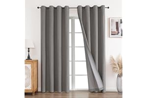 CUCRAF Tende oscuranti con occhielli, colore grigio chiaro, 100% oscuranti, set da 2 pezzi, altezza 245xlarghezza 140 cm, tende decorative con occhielli, cameretta dei bambini, camera da letto