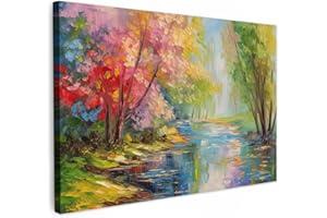 MuchoWow© Quadro Su Tela 120x80 cm Grandi Dimensioni Quadri Moderni Soggiorno Stampa Di Foto Decorazione Camera Letto Da Parete Con Cornice DipintiPittura a olio - Paesaggio - Natura - Colorato