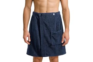 JEMIDI Kilt Sauna Uomo - Asciugamano Sauna con Tasca - Taglia Unica Regolabile con Cinta Elastica - Asciugamano Bagno Turco - Telo Cotone per Spa