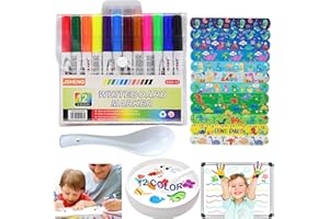 JSHENG 12Pcs Rotuladores Agua Magicos, Rotuladores Magicos con Cuchara, 2 Pulseras Slap, Rotuladores de Agua para Niños, Rotuladores Niños, para Dibujo Escritura Graffiti Pizarra Ropa