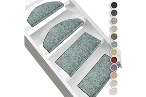 FLODI. Bali High Pile Shaggy Stair Tread Mats, Set of 15 Pieces, Fluffy Carpet Stair Mats, Anti Slip Self Adhesive Carpet Runner Pads (Turquoise, Rectangular - 23 x 65 cm)