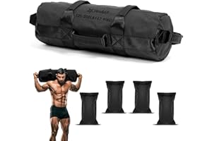Yes4All Sac de Sable Réglable avec 7 poignées, Non rempli Power Bag de Musculation Carolous 2-90 kg, Sac Lesté pour entraînement Fonctionnel, Rucking, Crossfit, Body Pump, de Force & d'endurance