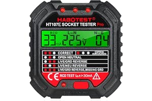 Eacam GFCI Outlet Tester with Voltage Display 220V Socket Tester Automatic Electric Circuit Polarity Voltage Detector Breaker Finder HT107E