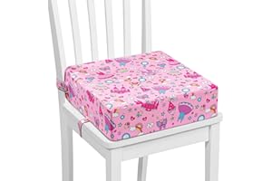 CHEPULA Toddler Booster Seat for Dining Chair, PU Washable Baby Booster Seat Non-Slip Bottom for Dining Table, Portable Travel Booster Cushion (Pink)
