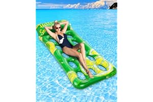 lenbest Water Hammock, Inflatable Lounger Pool Float Hammock with Holes, Porous Air Lightweight Floating Chair Bed Raft Recliner and Portable Swimming Pool Beach Hot Tub Mat for Kids Adults