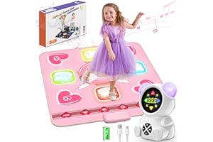 Acelufly Tappetino da Ballo Ricaricabile per Ragazze, Tappetino da Ballo Luminoso con Bluetooth, 5 modalità di Gioco e luci LED, Regali di Natale e Compleanno per Bambine dai 3 ai 12 Anni (Rosa)