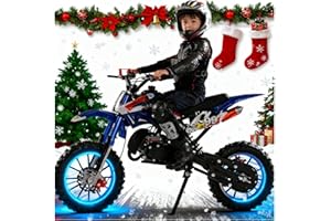 Zucebos 50cc Kids Dirt Bike,Mini Bike Gas Powered 2-Stroke Off Road Dirtbike with Dual Disc Brakes Shock Absorbing Soft Seat Cushion,Pocket Motocross Motorcycle for Kids 5-14 Speeds Up to 40 MPH