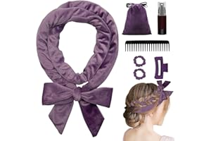 CRIVEPLE Fascia Bigodino Capelli, Set Di Bigodini Antiscivolo, Bigodini Senza Calore per Capelli Lunghi e Medi, Confezione da 7 (Viola)