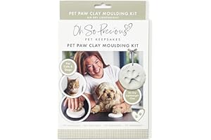 OH SO PRECIOUS PET KEEPSAKES Pet Paw Print Kit for Dogs & Cats – Air Dry Clay Cat Paw Print Kit – Keepsake Moulding – Easy-to-Use & Display – 100g Clay for 3–4 Prints