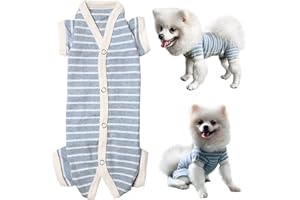 Kickred Shirt für Hunde, Hundeshirt Hunde Schlafanzug Hundepyjama Haustierbekleidung Hund Jumpsuit Weich Und Atmungsaktiv Für Kleine Mittel Große Hunde Mädchen (M, Blau-Weiß-Mädchen)
