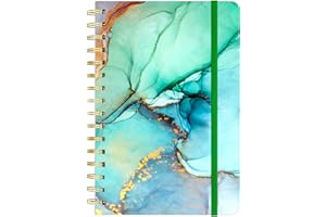 Huamxe Spiral-Notizbuch, Marmor Hardcover, 14,5 x 21,3 cm, 160 Seiten dickes Papier, Liniertes Tagebuch für Frauen Männer, niedliches College liniert Notizbuch für Journaling Schreiben Arbeit grüne