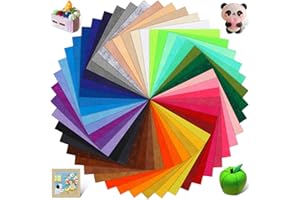 Doxiru Bunter Filzstoff, 45 Farben Filzplatten zum Basteln 15x15cm Bastelfilz, Polyester Filzstoff zum Basteln DIY Bastelstoff Filzplatten Set zum, Nähen, manuelle Dekoration