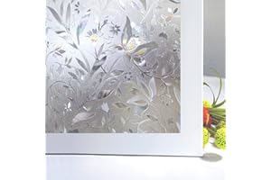 Zindoo Pellicole per vetri non incollati, pellicole di vetro Pellicole decorative statiche Protezione per la privacy autoadesiva Anti UV per casa/ufficio (44x 200 CM)