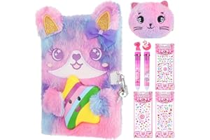 Candcamp Cute Diary for Girls with lock and keys,Kids Journal School Travel Notebook Gift Set for Writing and Drawing,Multicolored Pen,Stickers,Birthday Gift for Girls