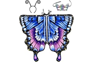 Oneshlee Schmetterlingsflügel Erwachsene, Schmetterling Kostüm Damen, Faschingskostüme Halloween Karneval Kostüm Zubehör Set, Schmetterling Flügel Umhang Haarreifen Maske Für Fasching Cosplay Party