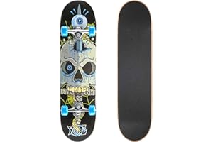 Xootz 31” x 8” Complete Skateboard for Beginners, 9 Ply Maple Deck, Double Kick Standard Board, for Boys and Girls, Multiple Colours