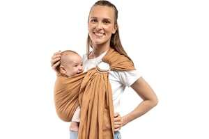 Boba Ring Sling bärsele, nyfödd till småbarn – lätt och andningsbar bärsele, hip-hälsosam bärsele, bärsele för fram- och höftbärning, 3,6-15,9 kg (råg)