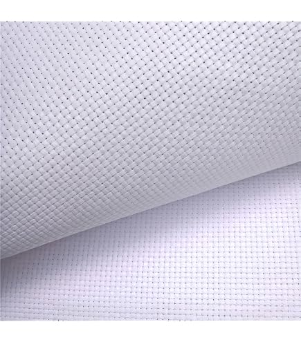 Tessuto Aida Solubile In Acqua Per Punto Croce - 1 Metro X 22 Cm, Bianco Floreale, Si Dissolve Dopo Il Lavoro, Perfetto Per Ricami Su Tessuti
