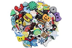 BEELUKY Ciondoli per Scarpe 50 Pezzi Shoe Charm per Crocs PVC Charms per Scarpe Animato Charms Scarpa Accessori per Crocs per Ragazzi Ragazze Adulti Natale Halloween Regalo Feste (Colorati)