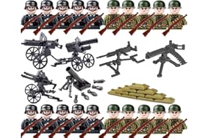 EVESPORT WW2 Building Set Minifigure con 6 armi pesanti, tra cui mitragliatrici antiaeree, mortai, mitragliatrici Maxine, ecc