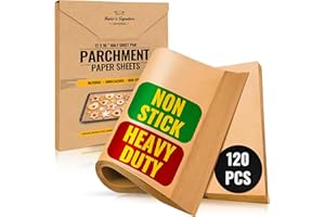 BAKER'S SIGNATURE Baking Paper Sheets, Greaseproof Paper Sheets, Parchment Paper for Baking, Oven Paper – Heavy Duty Non-Stick Pre-Cut Unbleached Sheets, 12X16 inch (30X40cm) Pack of 120 by Baker’s Signature