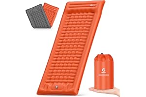QPAU Camping Sleeping Pad, Camping Mat, Enhanced Support for Healthy Comfort Sleep, with Built-in Foot Pump, 12 CM Durable Sleeping Mattress for Camping, Hiking, Backpacking and Home - Orange-1