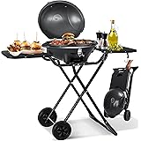 KESSER® Barbecue elettrico 2in1 Barbecue da tavolo, barbecue con coperchio e piedistallo | 2400 W max | pieghevole | termomet