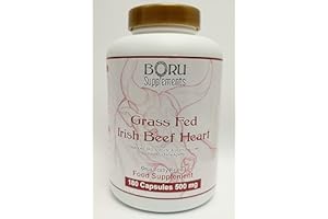 Boru Supplements Grass Fed Irish Beef Heart Vitamins B12, Coenzyme Q10, Iron, Zinc, Selenium (180 Capsules) Organically Reared