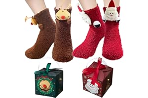 BINXWA idee cadeau femme chaussettes antidérapantes femme, chaussettes chaudes femme cadeaux noel, cadeau noel chaussettes femme hiver, chaussette antiderapante femme avec boîte cadeau