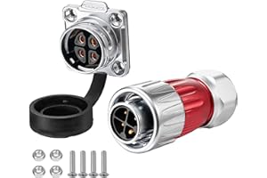 CNLINKO DH-20 Connettore impermeabile IP67 Connettore elettrici industria Connettore circolare Connettore anti-interferenza Poli con dispositivi di protezione M20 2-12 Poli Presa flangia (4 Poli)