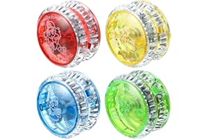 Sumind 4 Pièces Yo-Yo Lumière LED pour Enfants Yo-Yo Réactif en Plastique Yoyo Divertissement pour Faveurs de Fête de Débutants (Couleurs Aléatoires)